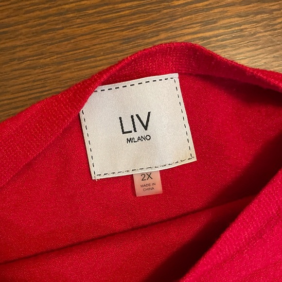 Liv Milano Date Night Bling Sweater. XXL. Red. Boat neck - Picture 2 of 8